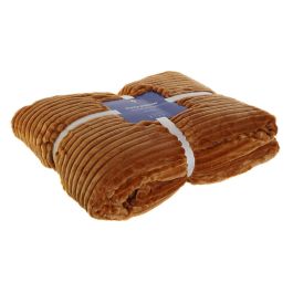 DKD Home Decor Manta Scandi de Poliéster con Borreguito, Color Terracota, 200x150 cm, 260 GSM
