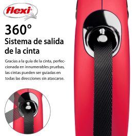 Flexi Correa Retráctil New Classic de Cinta de Nylon 5 Metros, Talla M, Rojo para Perros