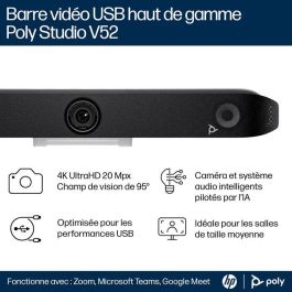HP Poly Studio V52 Videobar USB Premium para Conferencias con Inteligencia Artificial Avanzada