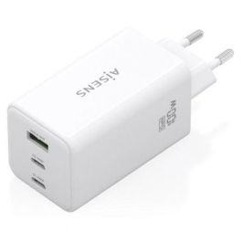 Aisens ASCH-100W3P051-W Cargador de Pared GaN 100W con 2xUSB-C y 1xUSB-A para Portátiles, Móviles, Tablets - Blanco