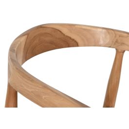 DKD Home Decor Silla Natural y Negro Teca y Piel 60 x 75 x 58 cm