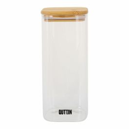 Recipiente Conservador de Alimentos Quttin Bambú Vidrio de Borosilicato 1 L (12 Unidades)