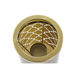DKD Home Decor Portavela Navidad Moderna Cristal y Metal Dorado 10x10x15 cm