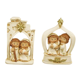 DKD Home Decor Nacimiento Navidad Tradicional de Resina Blanco Dorado 3x9.4x7 cm (6 Unidades) Surtido Aleatorio Precio: 23.50000048. SKU: B189WPFY6A