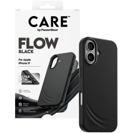 PanzerGlass Feature Flow Case Funda MagSafe iPhone 17 Negra de Silicona Reciclada, Protección Caídas 3.6m Resistente Golpes