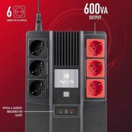 NGS FORTRESSBUNKER SAI Offline 600VA/360W con 6 Salidas Schuko (3 con Batería) y AVR, Protección Eléctrica para PC y Oficina NGS FORTRESSBUNKER SAI Offline 600VA/360W con 6 Salidas Schuko (3 con Batería) y AVR, Protección Eléctrica para PC y Oficina