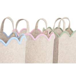 DKD Home Decor Cesta de Fieltro Kids Rosa Verde 30 x 39 x 30 cm (6 Unidades) Almacenaje Infantil