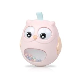 KioKids Juguete Tentetieso Búho Rosa de Plástico y Textil Decorativo con Ojitos Móviles y Campanitas para Bebés +3 Meses