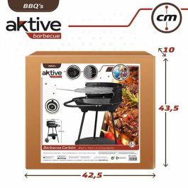 Barbacoa de Carbón con Ruedas Aktive Aluminio Metal esmaltado textileno 42 x 76,5 x 42 cm Negro Barbacoa de Carbón con Ruedas Aktive Aluminio Metal esmaltado textileno 42 x 76,5 x 42 cm Negro