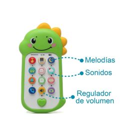 KioKids Teléfono Musical Dinosaurio para Bebés con Sonidos y Melodías - Juguete Educativo para +6 Meses, Color Verde
