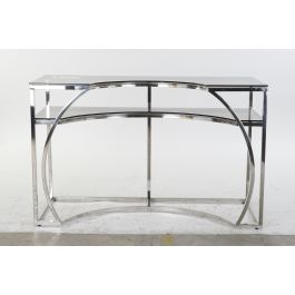 DKD Home Decor Consola Plateada Acero y Cristal 50 x 75 x 120 cm Desmontable
