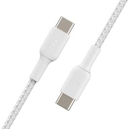 Belkin CAB004BT1MWH2PK Cable Trenzado USB-C a USB-C 2.0, 1m, Blanco, 480Mbps, Carga Rápida 60W, Doble Pack