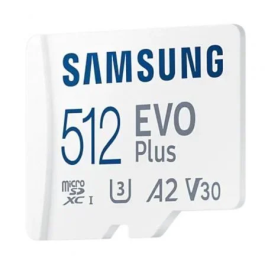 Samsung Tarjeta microSDXC EVO Plus 2023 512GB con Adaptador SD Clase 10 U3 V30 A2 Lectura 160MBs MB-MC512SA/EU