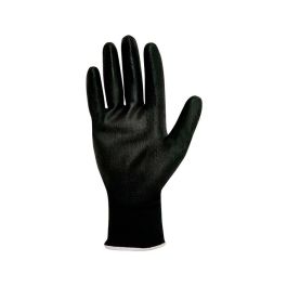 Juba Guante de poliéster con palma de poliuretano, Keep Safe negro, talla 9/L, transpirable y flexible para bricolaje y montaje