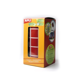 Apli Gomets autoadhesivos cuadrados 20x20 mm rojo rollo de 1770 unidades