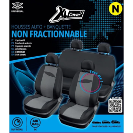 XLCOVER Fundas para Asientos de Coche AAAQG37659 - XL - Sin Aberturas - Compatibles Airbags - Asientos Delanteros, Reposacabezas y Trasero