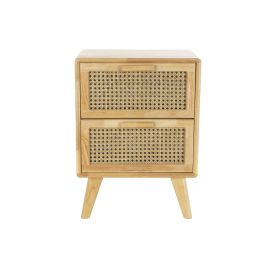 DKD Home Decor Mesita de Noche Balines Rejilla 20 Natural Caucho Ratan 30 x 54 x 40 cm