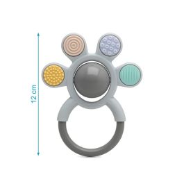 KioKids Mordedor Sonajero de Silicona Gris para Bebé +3 Meses, Juguete de Dentición Suave