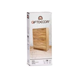 Giftdecor Zapatero de Madera Aglomerado de 2 Pisos Color Roble 60x80x24 cm para Entrada y Hogar