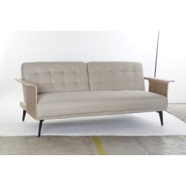 DKD Home Decor Sofá Cama Urban Beige y Marrón de Eucalipto y Poliéster Desmontable 203x87x81 cm Alt. asiento 41 cm