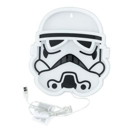 Paladone Luz Neón LED de Pared Star Wars Casco Stormtrooper Oficial 25cm - Alimentación USB, Decoración Temática