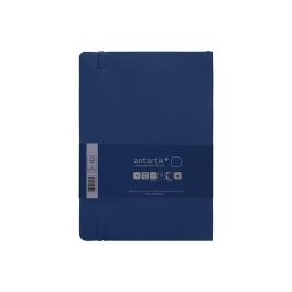 Antartik Cuaderno A5 Tapa Blanda Hojas Lisas 80 Hojas 80gr Azul Marino con Gomilla, 2 Marcapáginas y Bolsillo Simil Piel FSC
