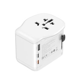 Simon Adaptador de viaje universal 65W con 1 USB-A y 2 USB-C para más de 200 países con carga rápida, incluye bolsa de viaje