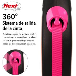 Flexi New Neon M Cinta 5M Correa para Perro Rosa Neón con Componentes Reflectantes