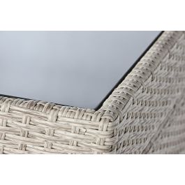 DKD Home Decor Mesa Bar Terraza y Jardín Set 7 Piezas, Ratán Sintético y Acero, Marrón Claro, Desmontable, 80x100x143 cm