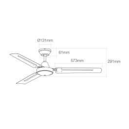 Edm Ventilador de Techo Industrial, Ø140cm, 3 Aspas, 5 Velocidades, Blanco