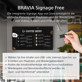 SONY FW-43EZ20L Pantalla Profesional 43" LED 4K UHD Señalización Digital 16/7 Wifi Android 350 cd/m² 1200:1 178° HDR10 HLG HDMI USB Ethernet RS-232C