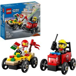 Lego City Set de Construcción: Coches de Carreras y Camión de Bomberos para emocionante aventura Pizza vs. Rescate. Ideal para niños +5 años