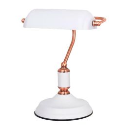 Fbright Lámpara de Mesa Banquero E27 Blanca y Cobre ø185 mm 260x195x345 mm Precio: 58.59000048. SKU: B1CEZ6GVGB