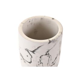 DKD Home Decor Vaso Moderno de Cemento Simil Mármol Blanco y Negro 7x9.5x7 cm