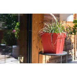 Eda Maceta Cuadrada Toscana Polipropileno 32x32x32 cm 22 L Rojo Rubí para Exterior Interior Antiheladas Con Retención de Agua
