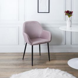 Home Deco Factory Butaca Rosa Giulia - Estilo Escandinavo, Tapizado de Terciopelo, Patas de Metal