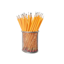 Q-connect Cubilete Portalapices Metálico Rejilla Plata Redondo Diámetro 86 mm Alto 105 mm