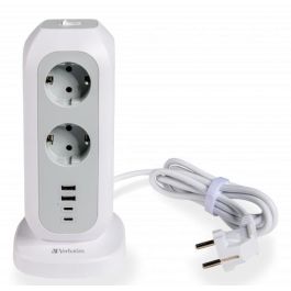 Verbatim Regleta de Enchufes con 11 Tomas, 2 USB-C, 2 USB-A, Interruptor y Cable de 2m, Blanco Precio: 33.68999975. SKU: S8426658