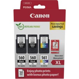 Canon 3712C012 Tinta PG-560XL/CL-561XL Multipack (2 Negro/Color) XL con Papel Fotográfico para PIXMA TS5350, TS7450 Precio: 109.50000028. SKU: B16V4ZLEJW
