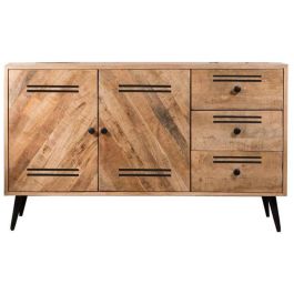 DKD Home Decor Buffet Alpino Negro 140x40x93 cm de Madera de Mango y Metal, con 3 Cajones, 2 Puertas y 1 Estantería, Desmontable Precio: 529.50000026. SKU: S3033030