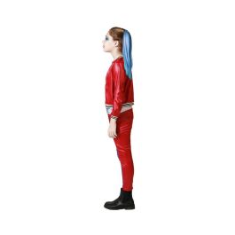Disfraz Arlequina Infantil Superhéroe para Niña con Chaqueta, Camiseta y Pantalón Rojo y Azul, Talla 5-6 Años