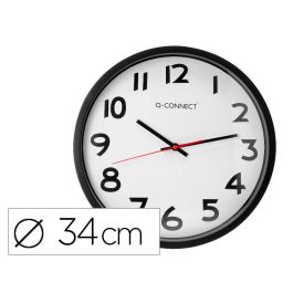 Reloj Q-Connect De Pared Plastico Oficina Redondo 34 cm Marco Negro