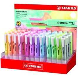Stabilo Rotulador Fluorescente Fino Swing Cool Pastel, Expositor 48 Unidades Colores Surtidos, Tecnología Anti-secado, Trazo 1+4mm Precio: 47.49999958. SKU: B1FAVQNL3C
