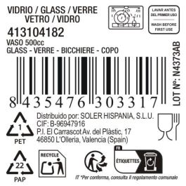La Mediterranea Vaso Auriss Viso 500 ml de La Mediterranea Vidrio, 8.5 x 13 cm, para Bebidas Frías y Calientes (16 Unidades)