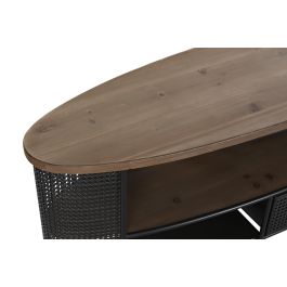 DKD Home Decor Mueble TV Loft Negro Marrón Abeto Metal 150x39x58 cm con 1 Cajón y 1 Estante Desmontable