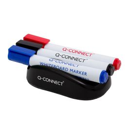 Borrador Q-Connect Magnetico Para Pizarra Blanca Con 3 Rotuladores Azul Negro Y Rojo