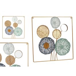 Mural Con Marco Cuadrado Flores Y Espejo Giftdecor 45CM (4 Unidades)
