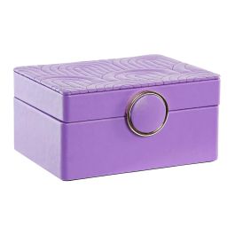 DKD Home Decor Joyero Glam Lila para Joyas y Bisutería en PU y MDF con Colección Honda de 17 cm Largo x 23 cm Ancho x 10 cm Alto