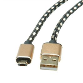 ROLINE 11.02.8819 Cable USB 2.0 Tipo A Macho a Micro-USB B Macho Reversible 0.8m Negro y Oro
