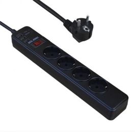 Elbe Regleta RE-002-UN con 4 Tomas AC y 3 USB, 3680W, Cable de 1.8 Metros